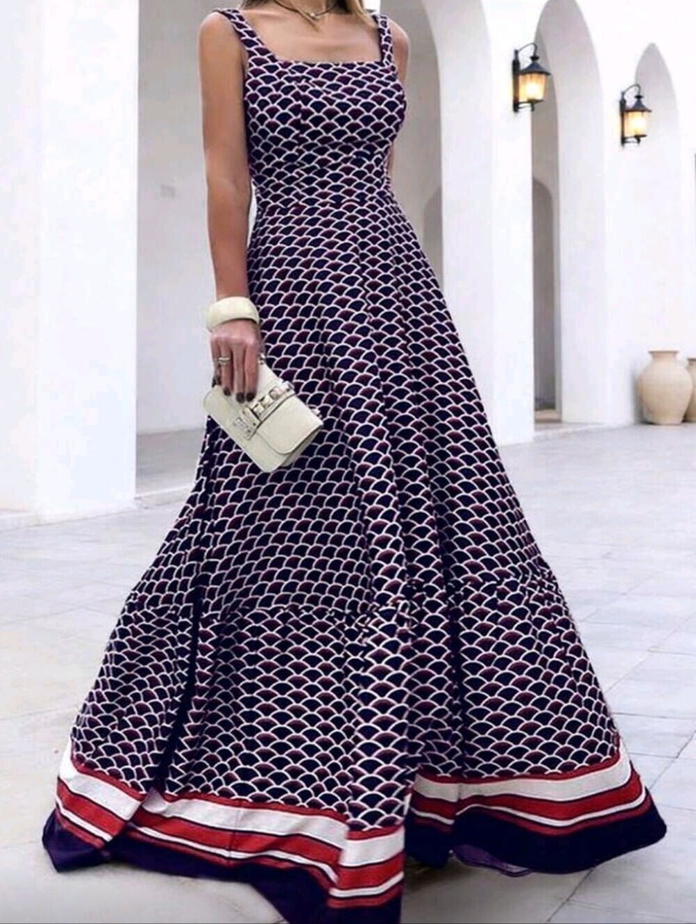 Spring & Summer Casual Elegant Vacation Women's Maxi Dress: Navy Blue